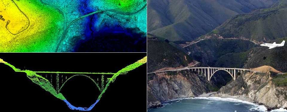 Cartographie du Bixby Creek Bridge en Californie avec le capteur LIDAR